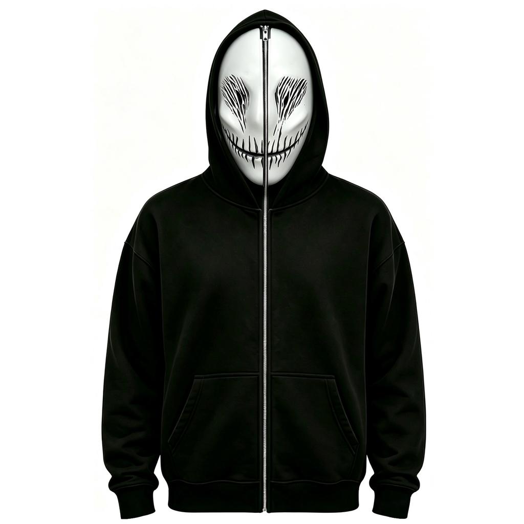 Unisex Halloween Long Sleeve Sweatshirt with Face Print for Casual Wear