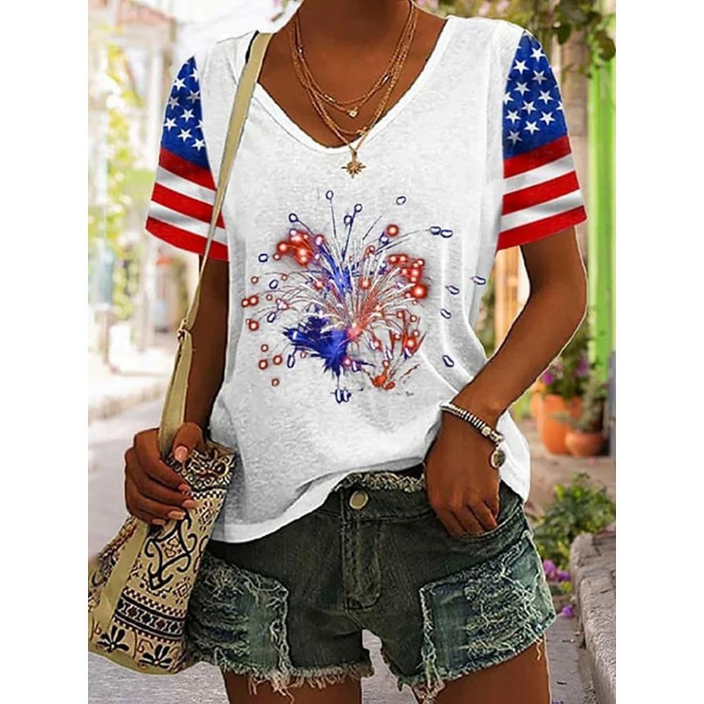 American Independence Day Women's T Shirt Graphic American Flag Vintage Stylish Classic