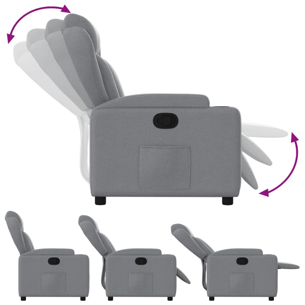 Relaxation Armchair Light Grey Fabric