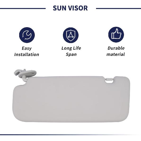 Driver Side Sun Visor Fit For Hyundai Accent 1E 2011 2012 2013 2014 2015 Replace 85210-1R000 Front Left | Sun Protection Shade | Gray