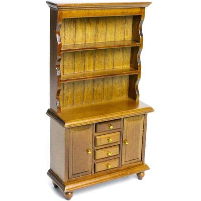 Miniature Furniture Dollhouse Wooden Dining Kitchen Miniature Cupboard Brown