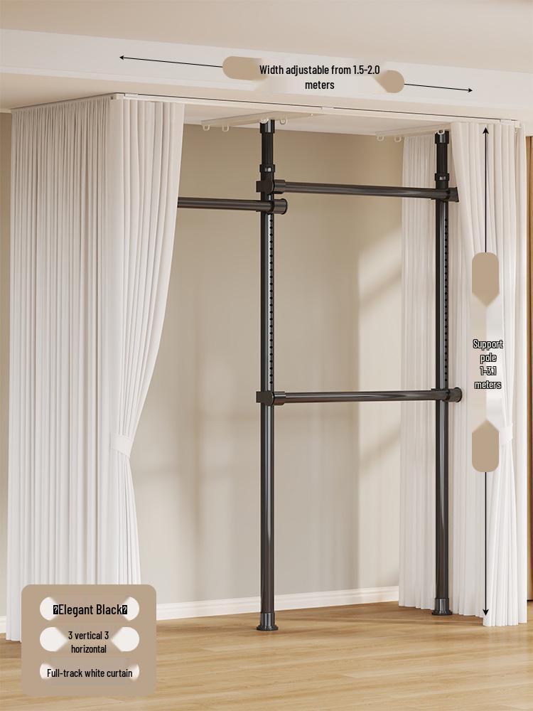 Floor-Standing Clothes Rack: Bedroom Hanger, Retractable Drying Rod, Coat & Hat Rack.