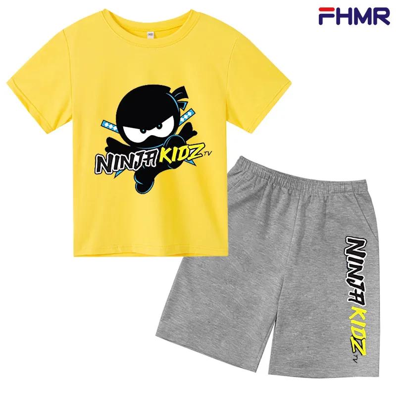 Summer Kids Ninjago T-shirt Set Boys' Clothing  Leisure Cotton PikachuShort Sleeve Preschool 3-12 Girls' Cartoon Animal Print