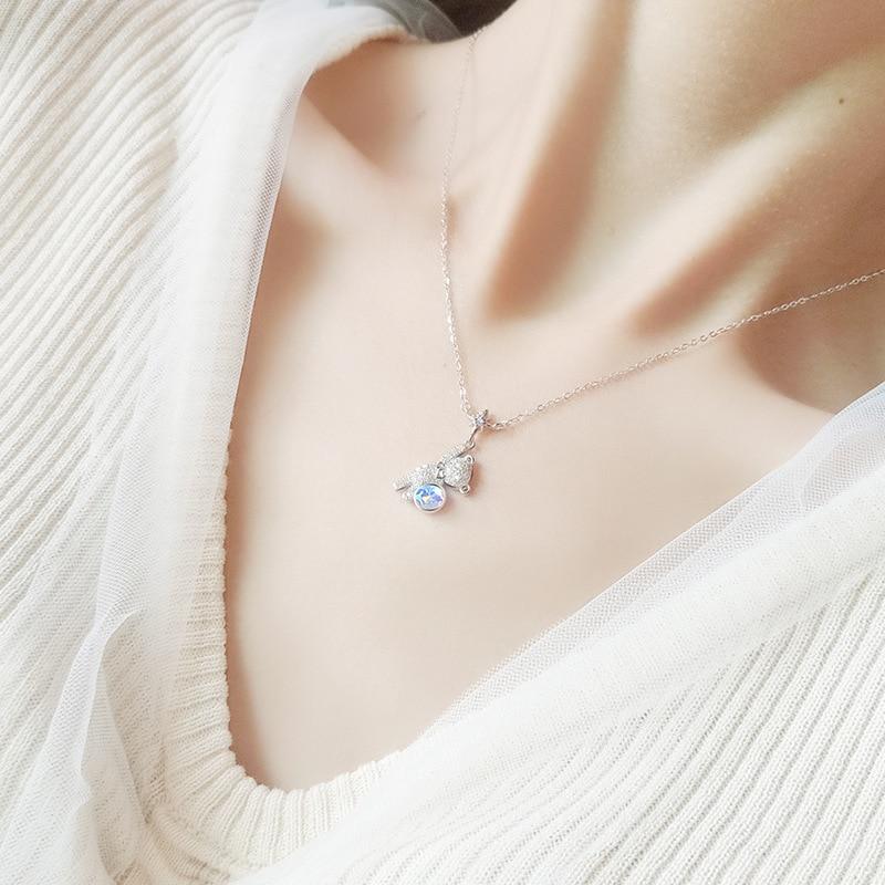 925 Sterling Silber Zirkon Bär Stern Pendent Halskette Für Frauen Mädchen Partei Schmuck Choker Kragen Dz149