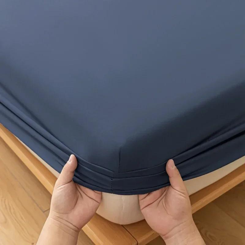 Soft Cotton Fitted Sheet Single Double Bed Mattress Cover with Elastic Band Bed Sheet Bed Linens Solid Color Sheet Mattress Topper