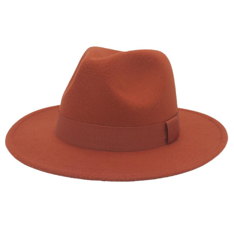 British Jazz Hat Big Eave Hat Square Ribbon French Top Hat Men'S And Women'S Cashmere Felt Hat