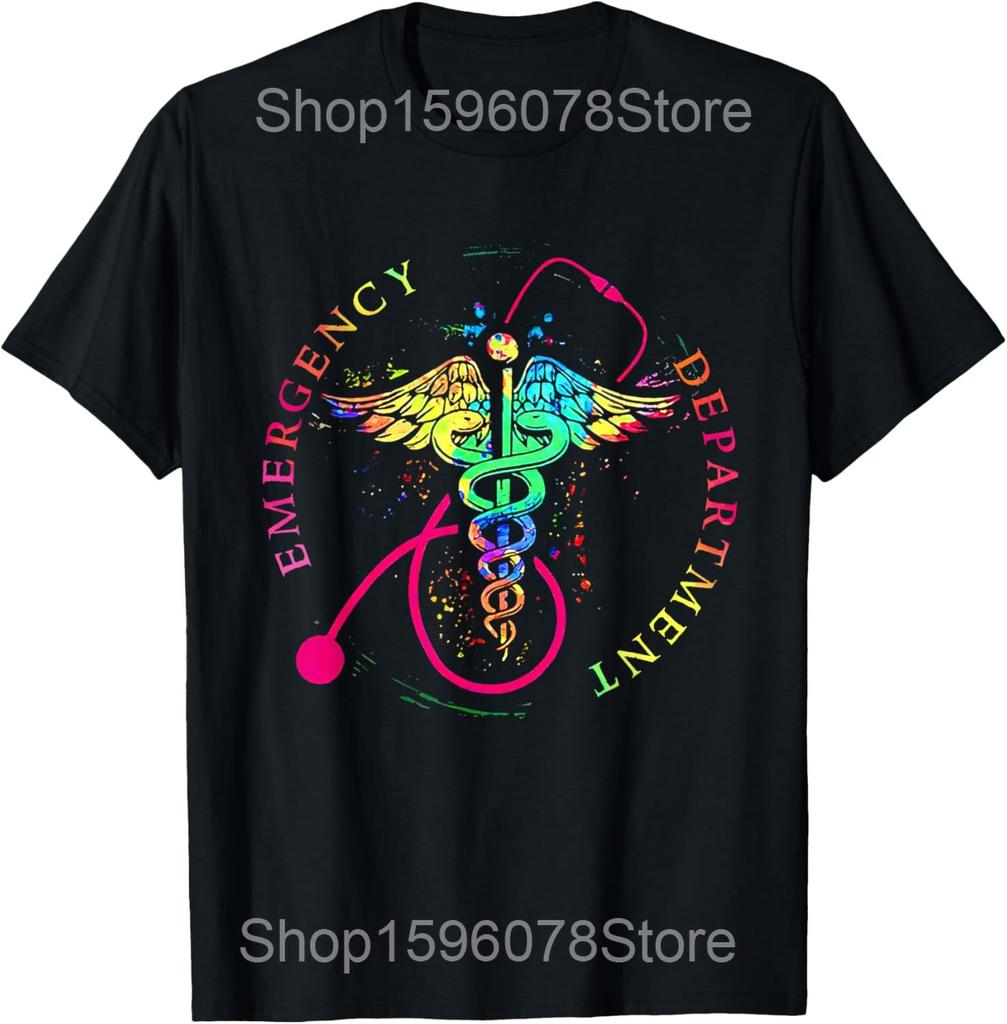 Emergency Department Room Nurse Breast Cancer T Shirts Men Cotton Humor Streetwear Tee Shirt Short Sleeve Unisex Loose Clothing