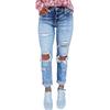 Women Color Hole Low Waist Jeans Flares Fashion Pants Trouser