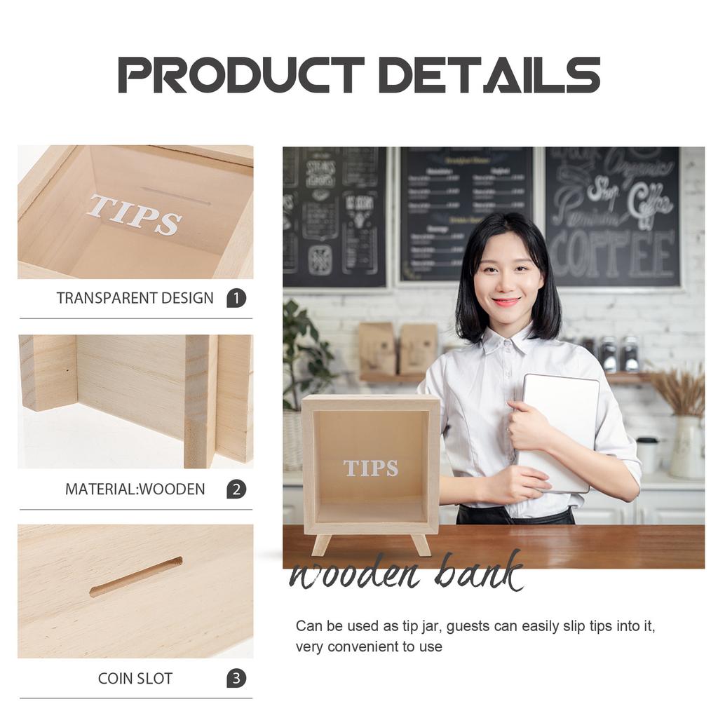 Wooden Piggy Bank Clear Window Unbreakable Money Saving Box Creative Coin Bank Gift for Kids and Adults Money Saving Box