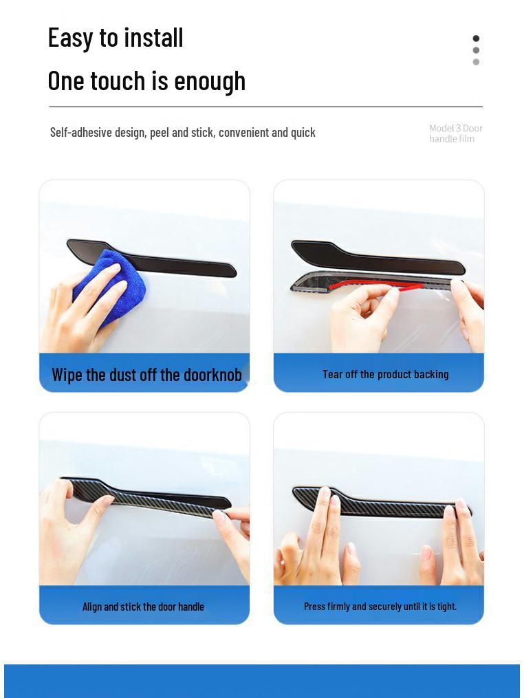 Carbon Fiber Door Handle Covers for Tesla Model Y & 3 - Black Mod Accessories