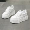 Height increase 8CM leather white shoes 2025 autumn new small versatile thick-soled muffin sole height increase casual shoes