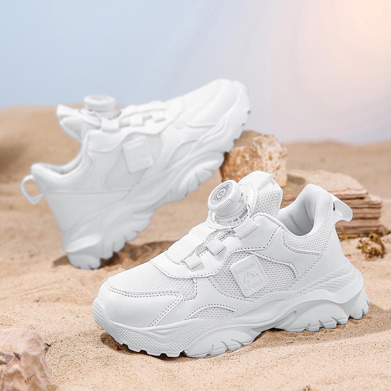 Breathable White Mesh Running Shoes for Primary School Boys and Girls