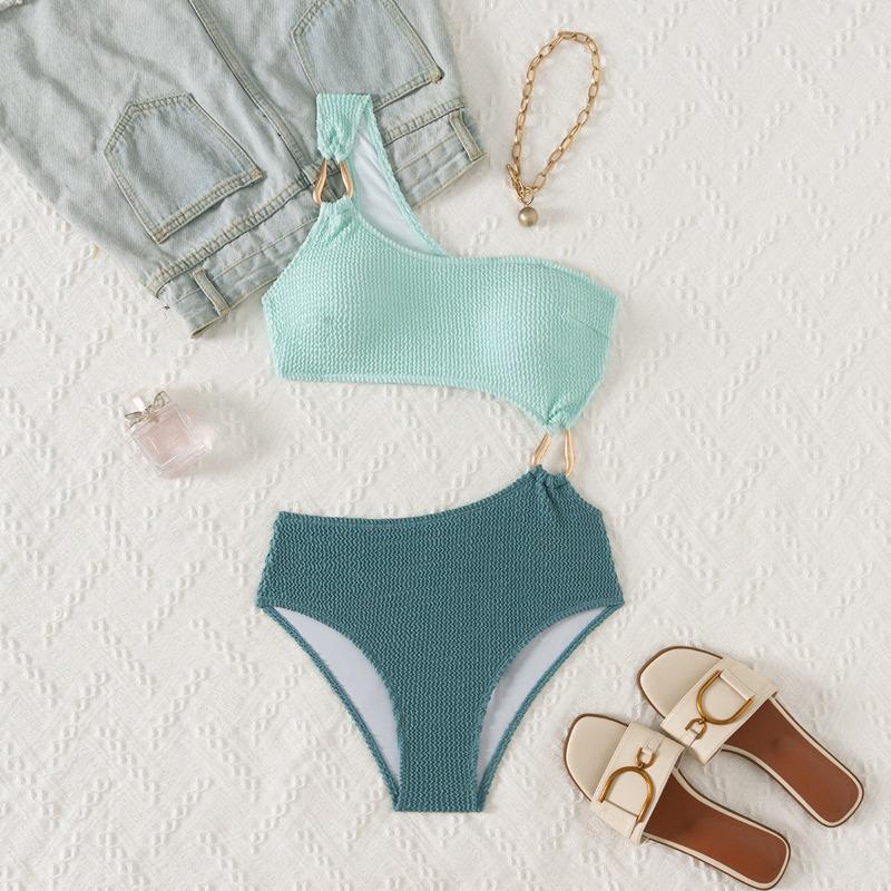 Women's New Color Cutout Sexy Bikini One Piece Swimsuit