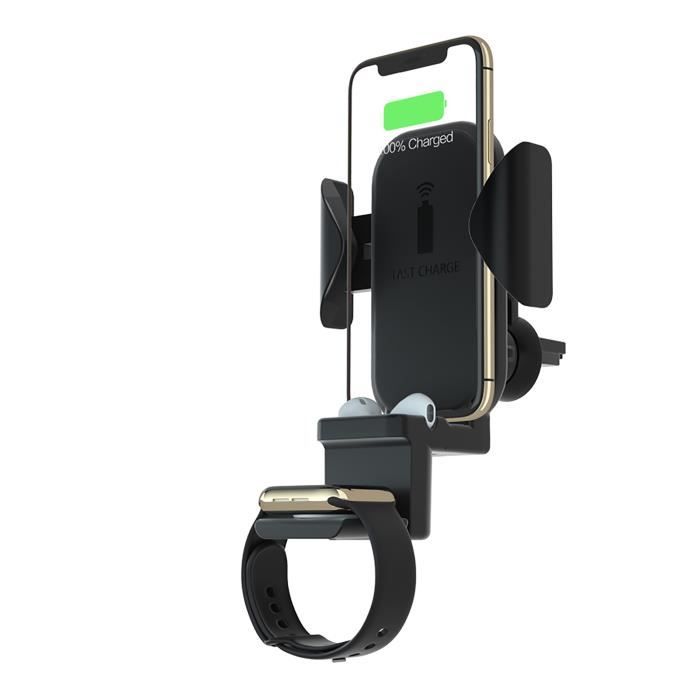 Support de voiture - TERRATEC - ChargeAir All Car - Noir - Chargeur intégré - Mobile/Smartwatch
