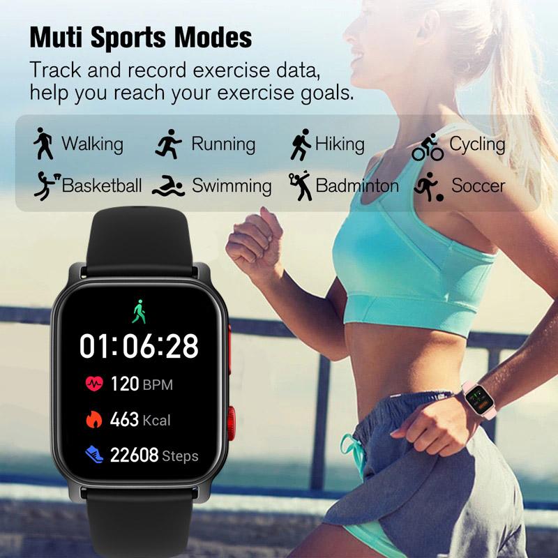 Smart New Watch Women Men Flashlight Heart Rate Monitor Sleep Tracker 1.83" Full Touch Screen Sports Fitness Smartwatch Man