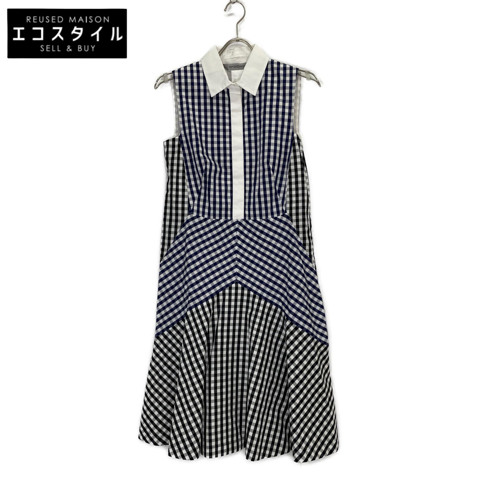 

SPORTMAX Authentic Japanese gingham check sleeveless flared shirt dress 38 Blue x black x whiteUsed