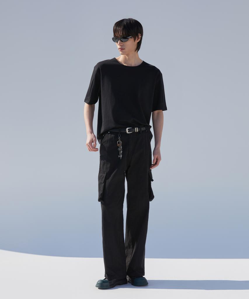 Dibeullu Tuck U-Neck Short Sleeve Black