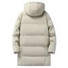 Herbst und Winter Herren Kapuzen-Schirmmütze Skifahren Outdoor Warm Mittellange Baumwolljacke Langer Skianzug Große Größe Lange Baumwolljacke
