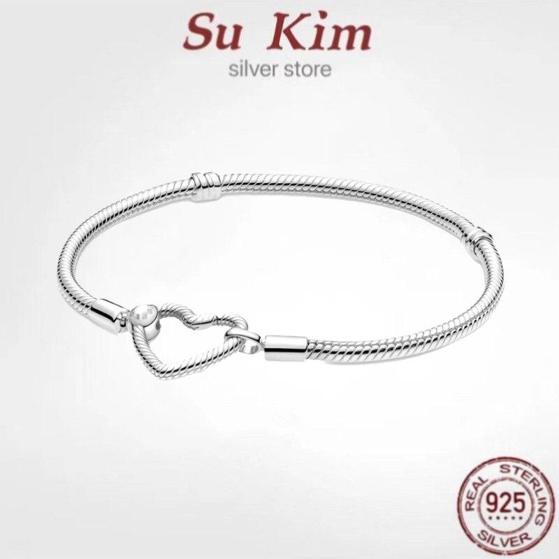 New Love Fit Original Pan 100 %925 Sterling Silver Beaded Bracelet For Women Fit Original Diy Charm Jewelry