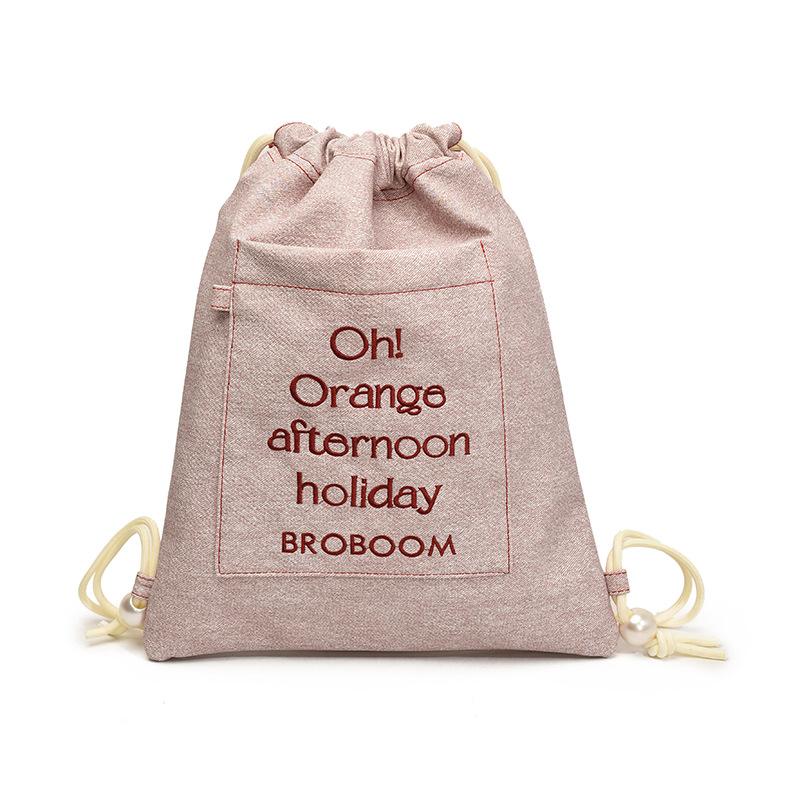 

Нишевый рюкзак ковбойский вышитый на шнурке универсальный рюкзак повседневный ленивый классный рюкзак для поездок на работу и учебу розовый