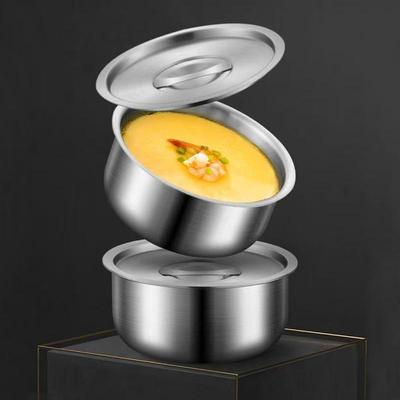 Stainless Steel Steamed Egg Bowl Ramen Rice Fruit Salad Stew Bowls With Lids Soup Cup Food Container Kitchen Tableware Supplies