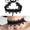 Sexy Lace Flower Necklace For Women Gothic Punk Velvet Collar Choker Black Waterdrop Pendent Necklace Strap Bow Jewelry