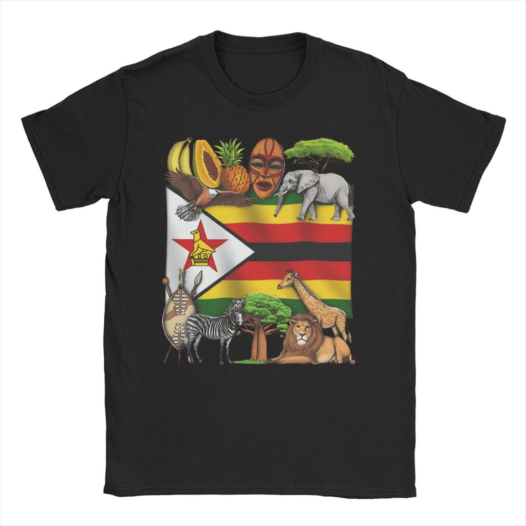 Coat of Arms of Zimbabwe Unisex Women T Shirts Unique Tee Shirt Short Sleeve Crewneck TShirt Pure Cotton Gift Idea Clothes