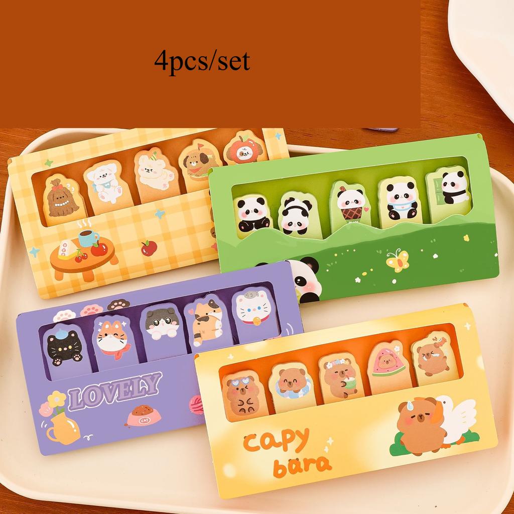 Cute Cartoon Animal Sticky Notes Set High-Aesthetic Reusable Stick Classification Labels Student Study Desk Stationery Thumb Not