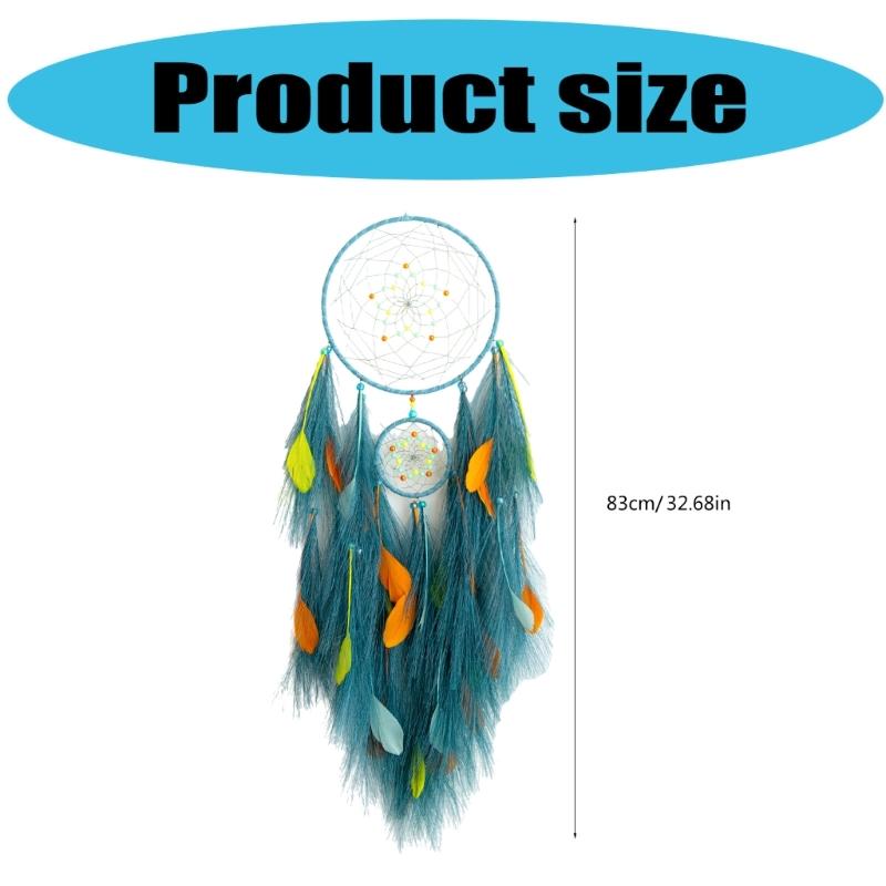 Handcrafts Feathered Dreamcatchers Ornament with Pampas Grass and Colorful Beads Hanging Decors for Home Wall Decoration