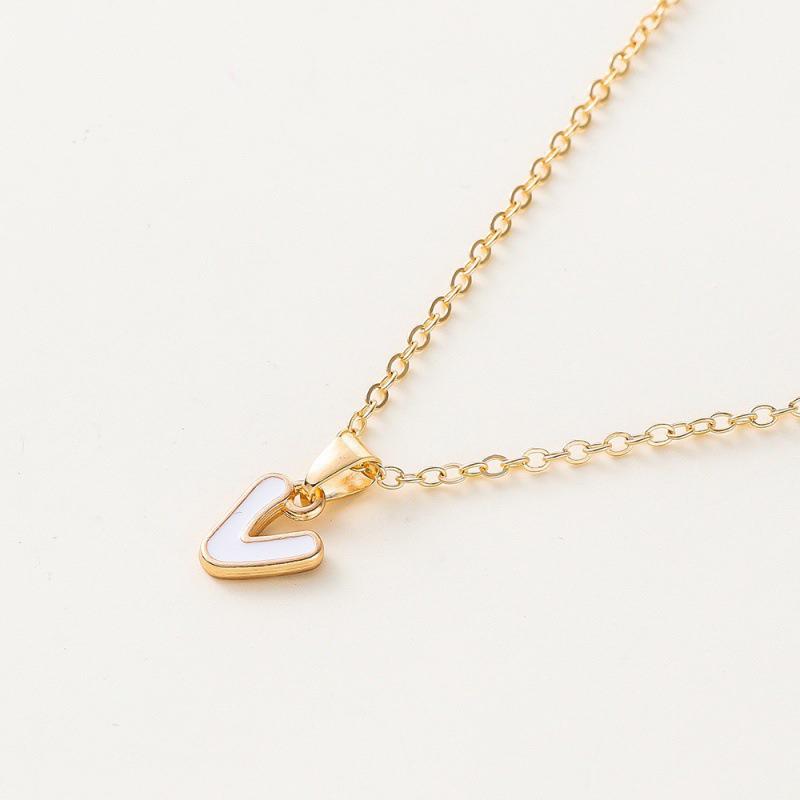 

Намисто з ініціалами імені для жінок, проста емаль, алфавіт, підвіски, кольє, намиста з буквами, модні ланцюжки для ключиць, ювелірні подарунки V