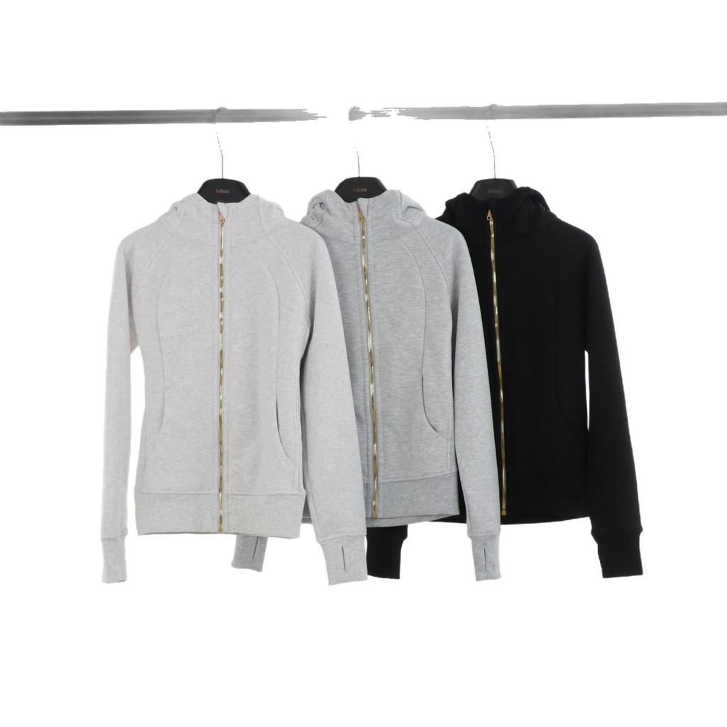 Crosslulu Women's Gold Zip Slim-Fit Velvet Hoodie Sweatshirt