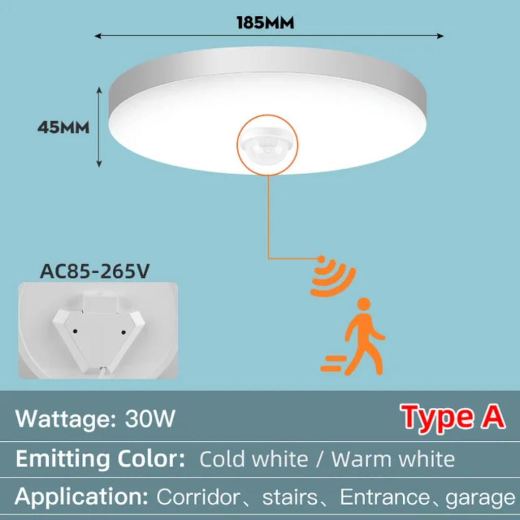 New Ceiling Lamp With Motion Sensor 40W 30W 20W 18W 15W 12W  Ceiling Light Fixtures  Entrance Balcony Corridor 110V 220V