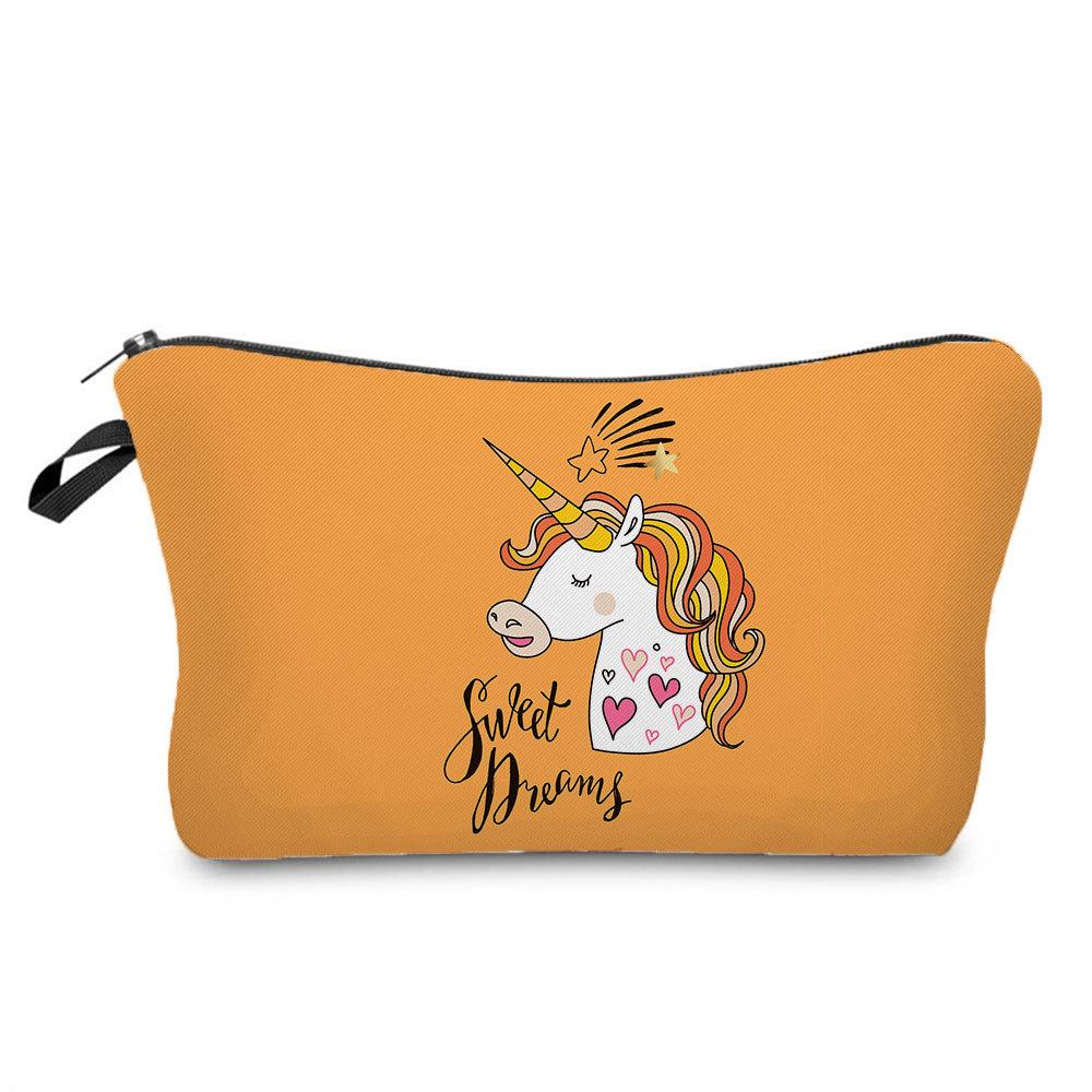 Women Unicorn Print Cosmetic Bag Toiletries Organize Travel Storage Case 6365 KTB