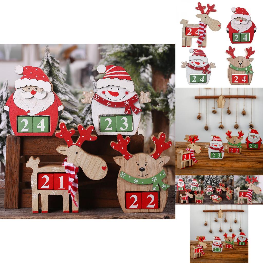 Bezaubernder hölzerner Weihnachts-Countdown-Kalender Dekoratives Stück mit Schneemann-Design