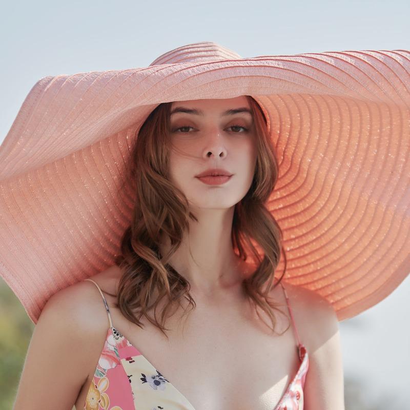 Super großer Krempenhut, Strohhut mit großer Krempe, Sonnenhut, Damen Sommer Trend Strandhut, Sonnenhut, Kuppel.