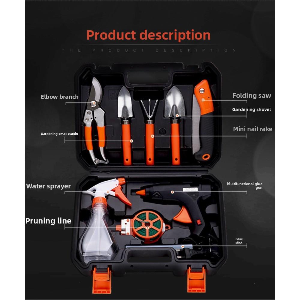 Cassetta degli attrezzi hardware, Set combinato di attrezzi da giardinaggio, Set pistola a colla elettrica, Attrezzi per la piantagione di fiori da giardino