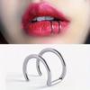 Fashion Stainless Steel Fake Piercing U-shaped Double Layer Ear Clips Lip Clip for Women Charms Ear Bone Nail Ear Cuff Jewelry