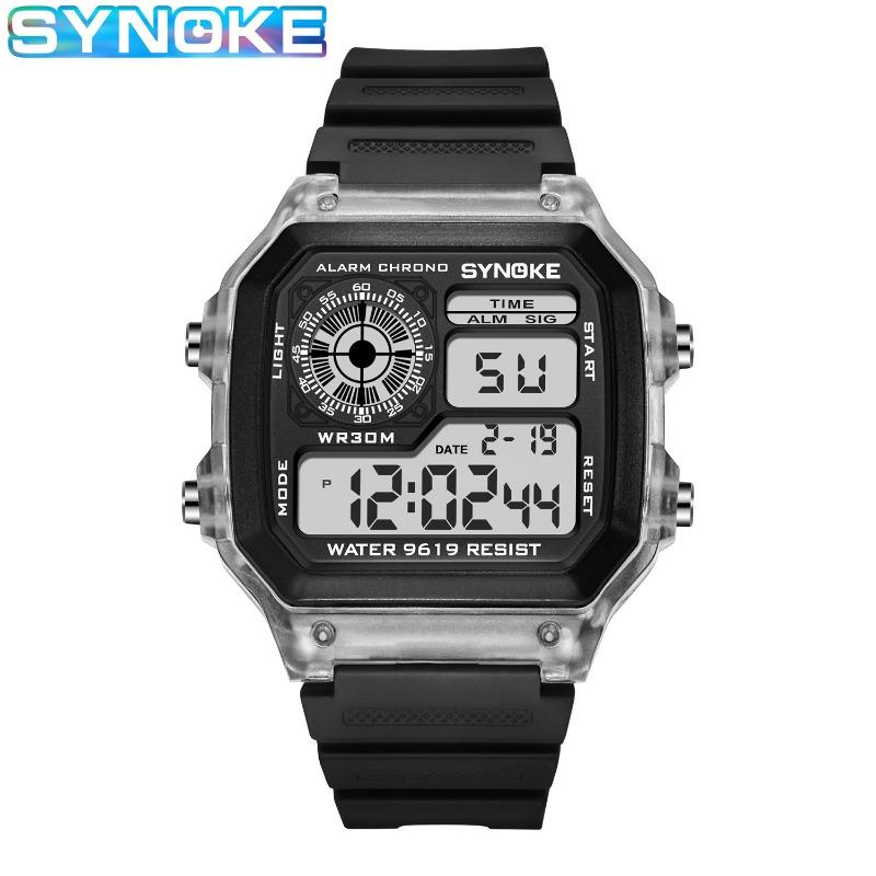 New Top Brand Transparent Color Electronic Watch Luminous Waterproof Sports Men's Square Classic Retro Fashion Sports Student Watch