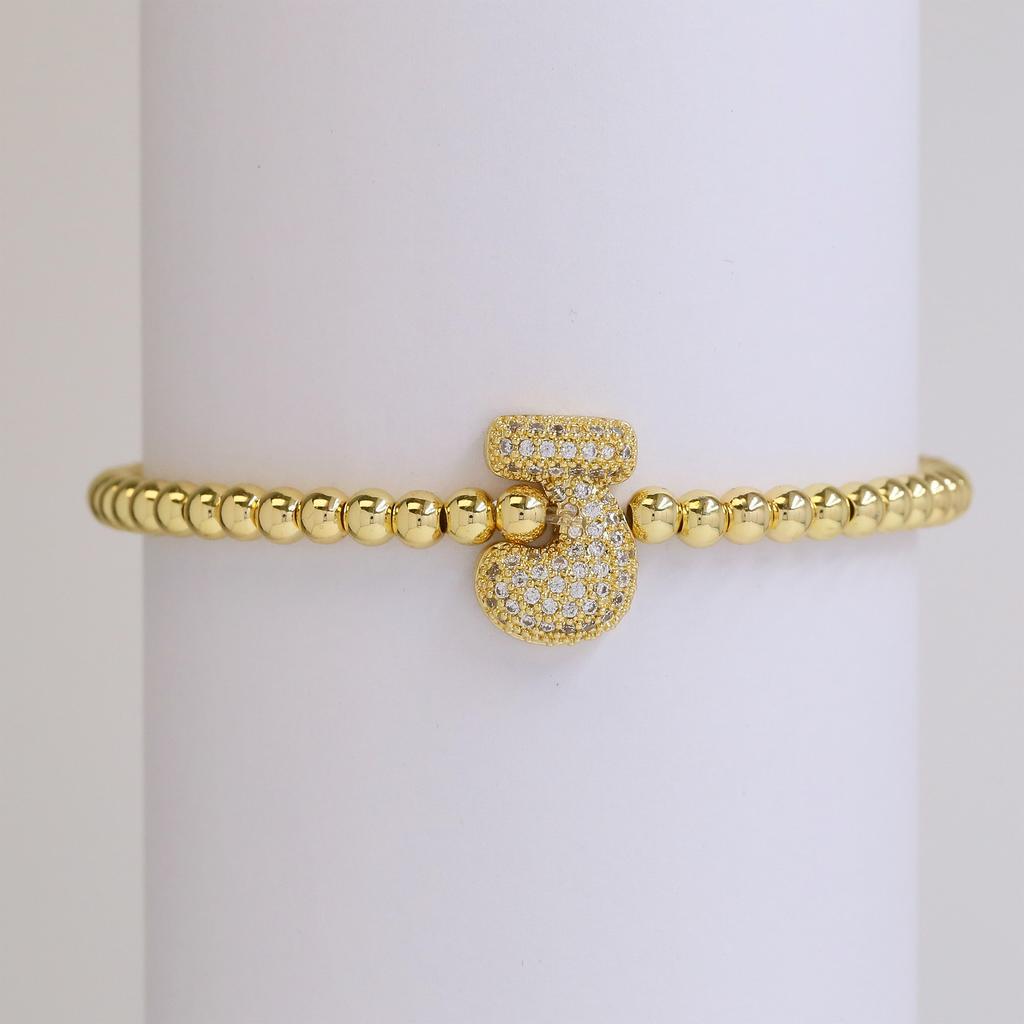 Trendy Hot Sale Hip Hop 18k Gold Plated 26 English Zircon Letters Bracelet Fashion Copper Beading Bracelet Women's Gift Jewelry