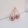Purple Edison 11k Gold Injection Natural Freshwater Pearl Ear Hook French Drop Earrings Jewelry Light Luxury