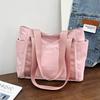 2025 New Women's Bag Japanese Solid Color Tote Bag Shoulder Bag Casual Simple Mommy Going Out Bag Canvas Handbag