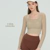 Yoga with chest pads, long sleeves, mesh stitching, fake two-piece yoga clothes, tops, fixed cups, fitness clothes, sports clothes, women's inside