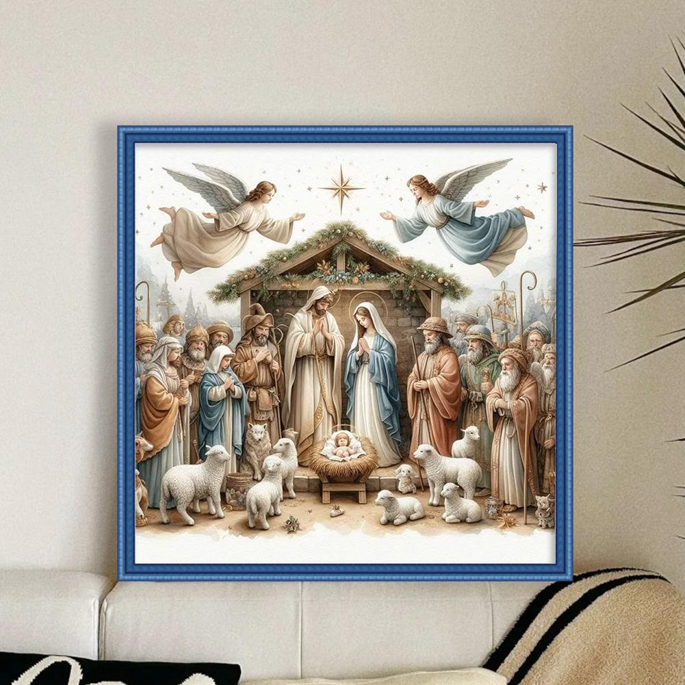 Kit Punto Croce Stampato Natività Fai da Te 11CT Set Ricamo Artigianale Decorazione Casa