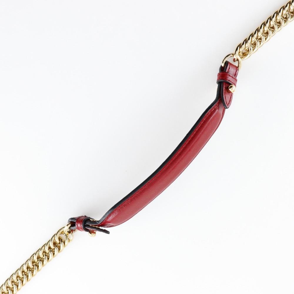 FENDI Mini canai Shoulder Bag 8M0381 A417 Red Calfskin Women Used