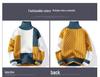Men's Trendy High Collar Color Block Knit Pullover Sweater for Spring and Autumn