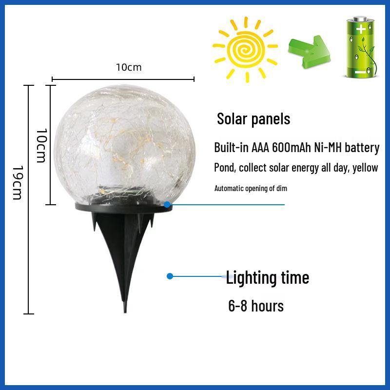 Waterproof Solar Glass Ball Garden Ornament Light for Courtyard