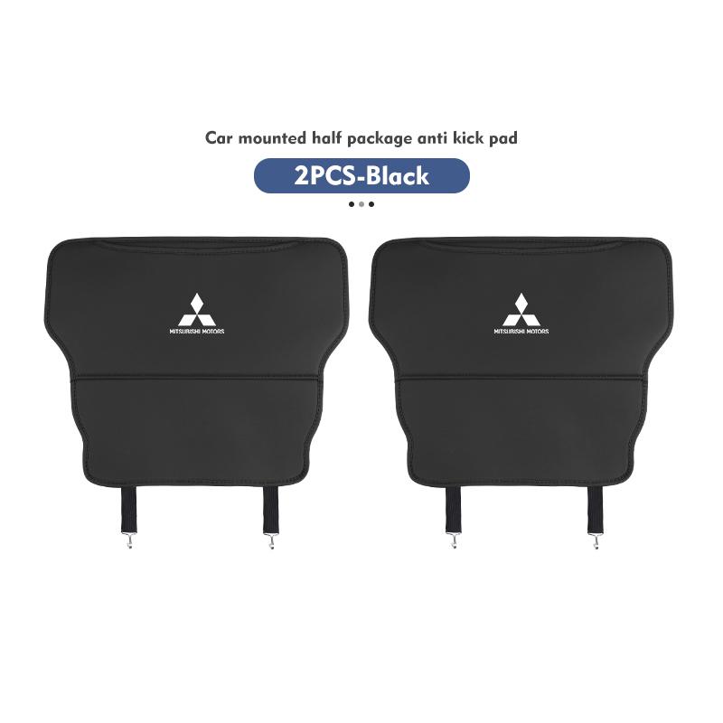 Car Logo Seat Back Protector Kick Mats Waterproof Leather Auto Anti Kick Pad For Mitsubishi Outlander Lancer Cross Colt Xpander