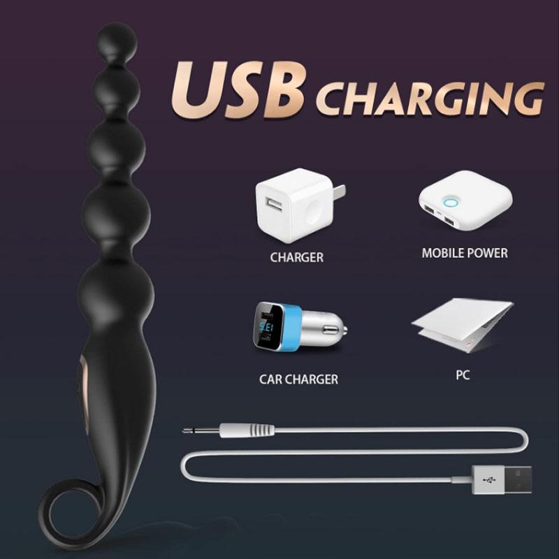 Vibrierende Analkugeln für Erwachsene, Buttplug, abgestuftes Design, Silikon-Analvibrator mit 7 Vibrationsmodi für erwachsene Männer