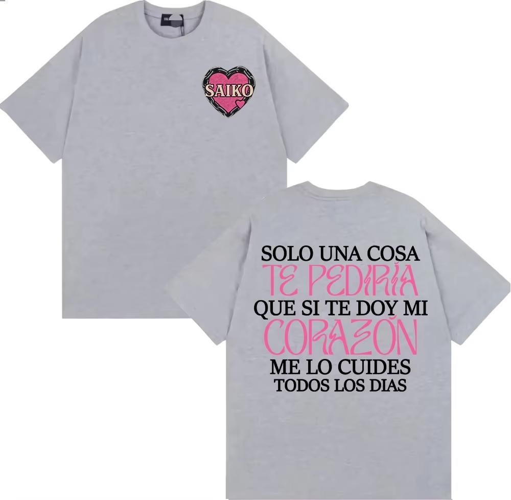Rapper SAIKO Corazón Album Letters Print Tee Shirt Men Women Fashion Hip Hop Gothic Tshirt Cotton  Casual  T Shirt