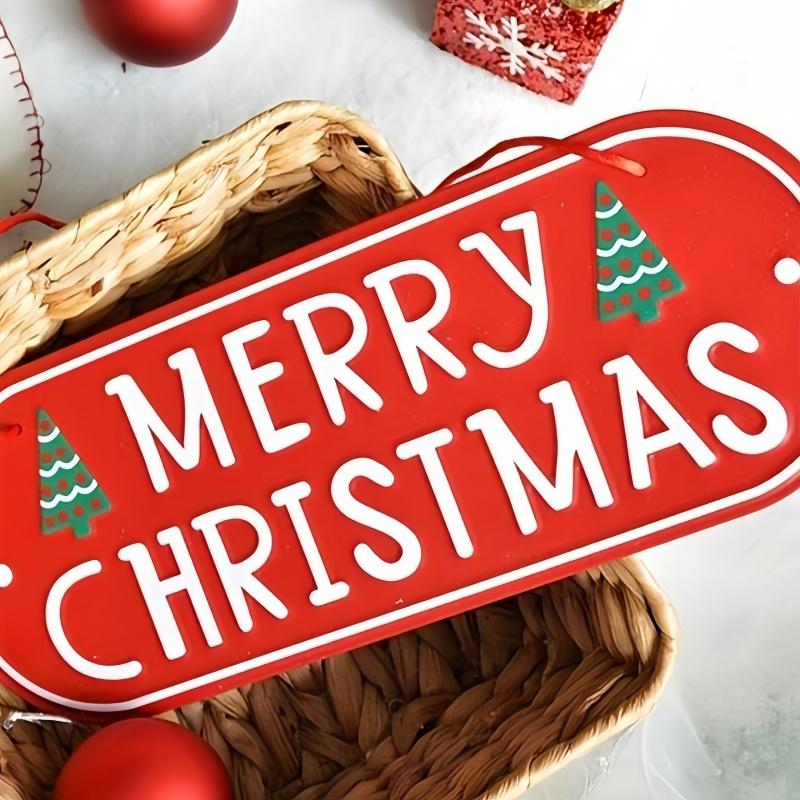 1pc, Merry Christmas plaque logo, front door decoration, home decoration, Christmas tree decoration